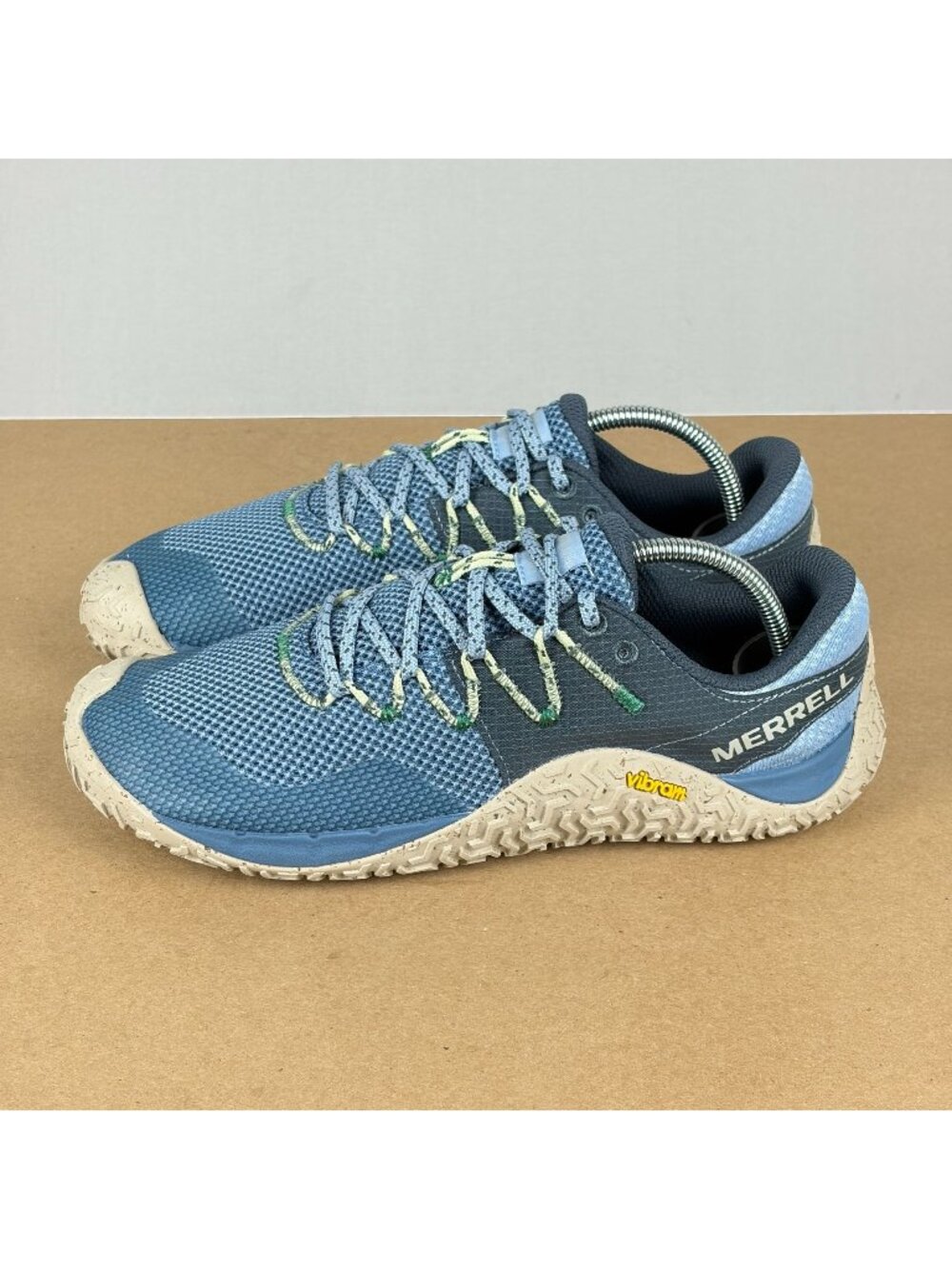 Merrell Trail Glove 7 Barefoot Running Shoes Womens 8.5 Blue Cream Lace Up